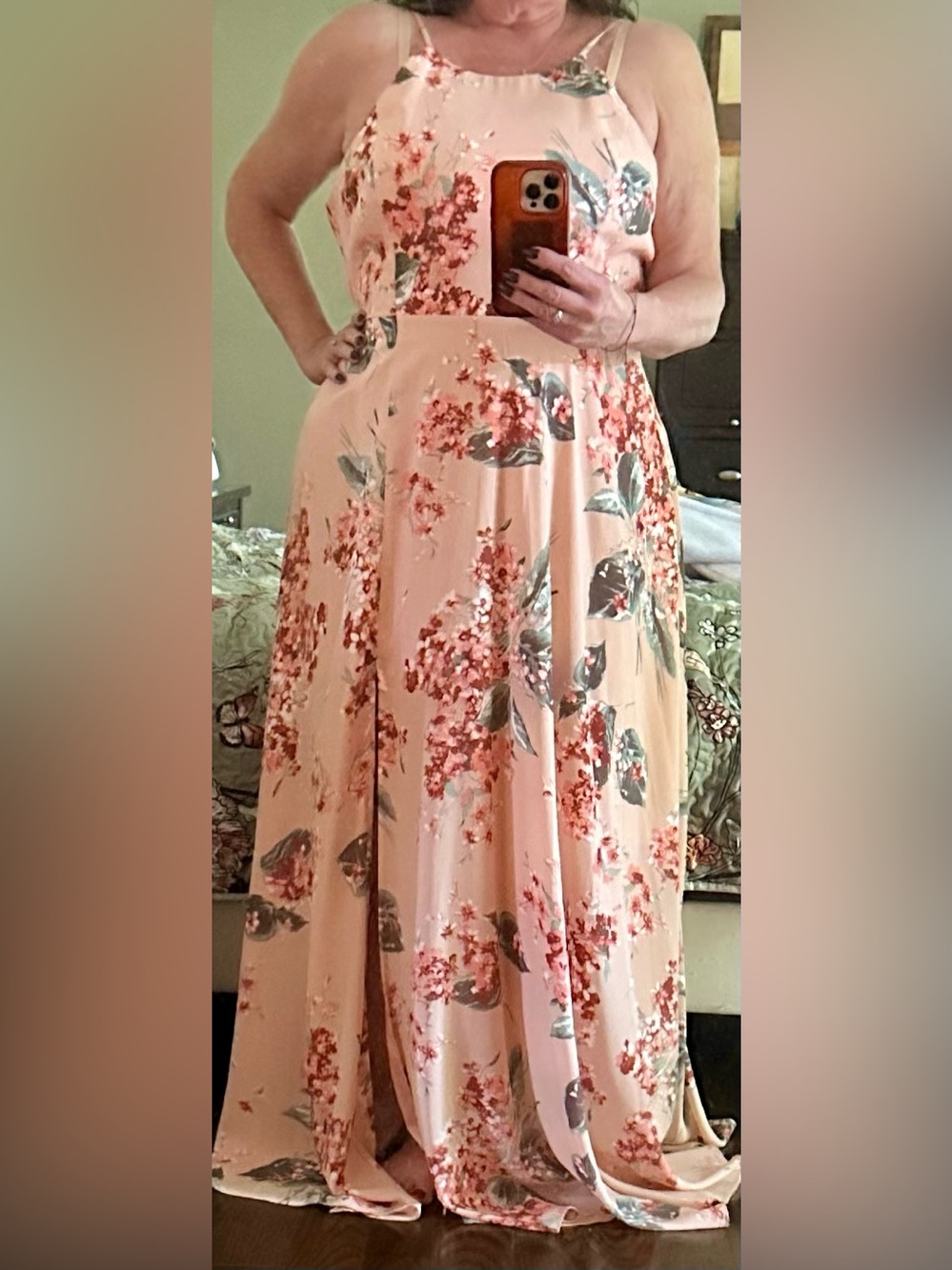 LuLu’s Sleeveless Pink Floral Maxi Dress